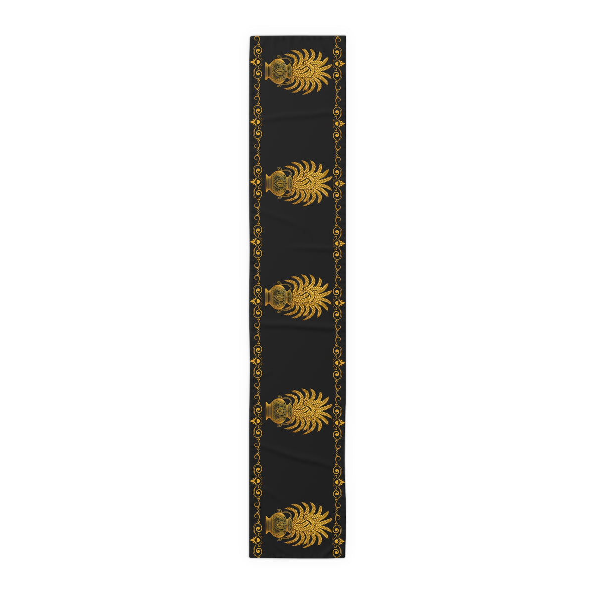 Punkalasa Table Runner Sri Lankan Gold Blessing Black Baroque Dining Table Linen