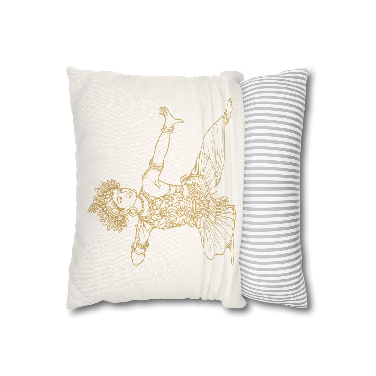 Sri Lankan Dancer Cushion Cover Gold Line Art Pillowcase