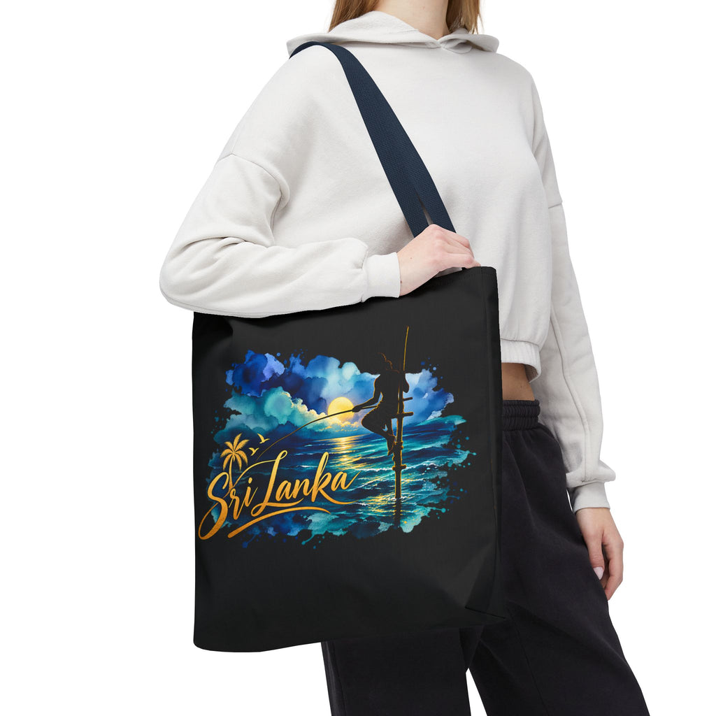 Sri Lanka Stilt Fisherman Tote Bag Island Dusk Beach Bag