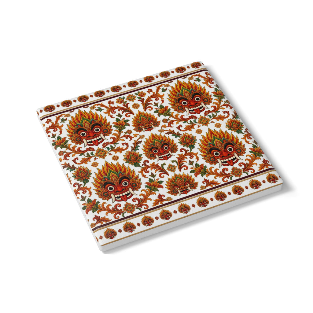 Sri Lanka Raksha Mask Ceramic Coaster  Kolam Devil Dance Pattern