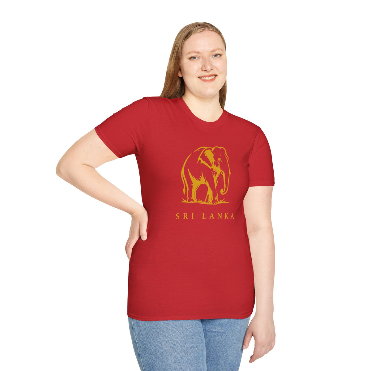 Sri Lanka Elephant Unisex T-Shirt Minimal Ochre Graphic Tee