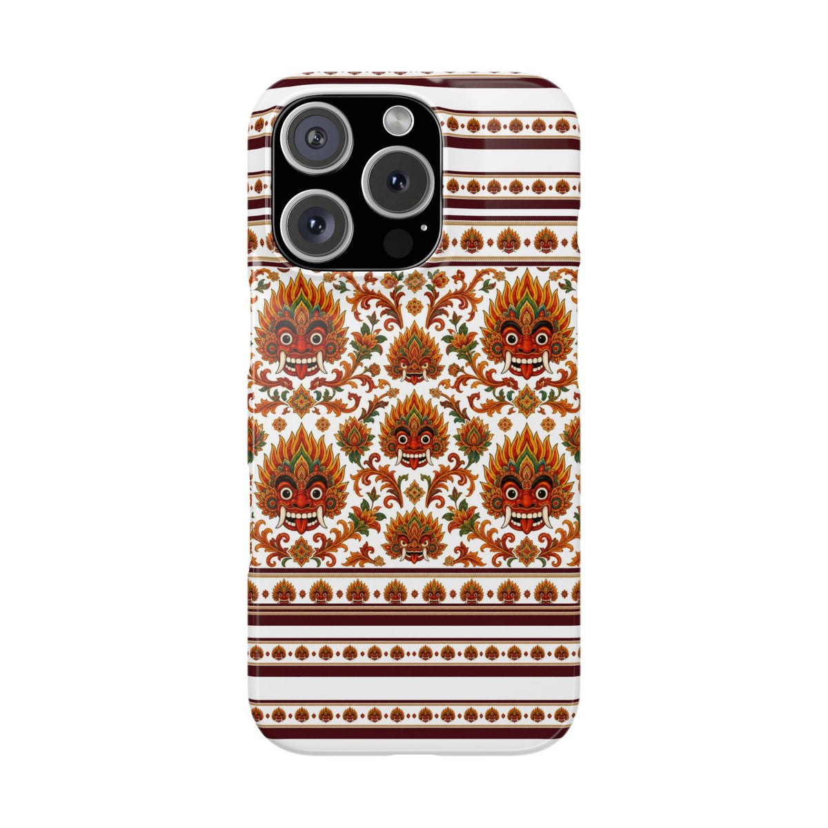 Sri Lankan Gift Slim Phone Case Raksha Floral Folk Mask Pattern