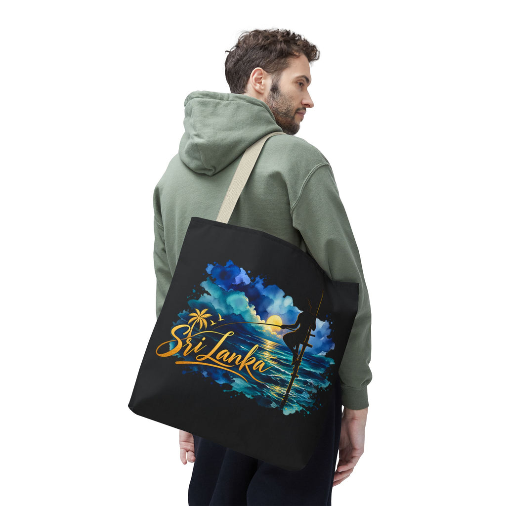 Sri Lanka Stilt Fisherman Tote Bag Island Dusk Beach Bag