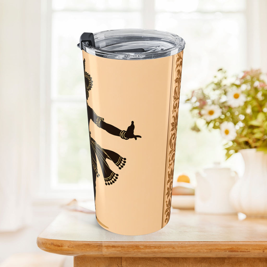 Sri Lanka Kandyan Dancer Silhouette Tumbler 20oz | Gold & Black