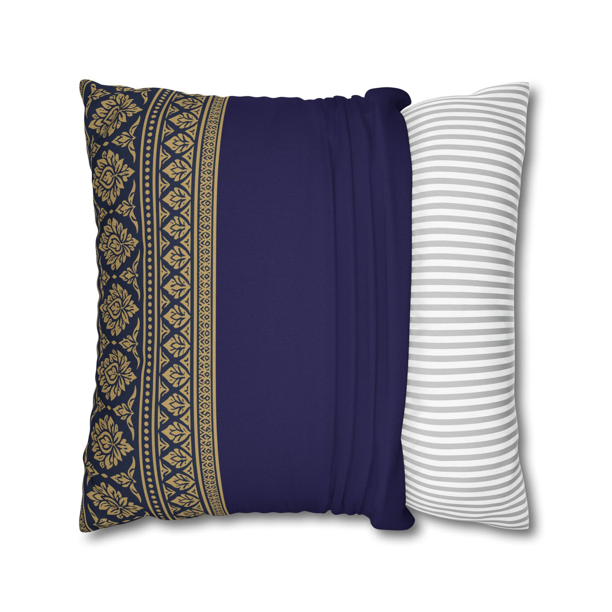 Navy & Gold Border Cushion Cover Sri Lankan Gift Pillowcase
