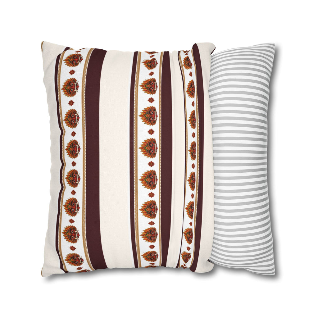 Raksha Stripe Cushion Cover Sri Lankan Devil Dance Repeat Pattern Throw Pillow