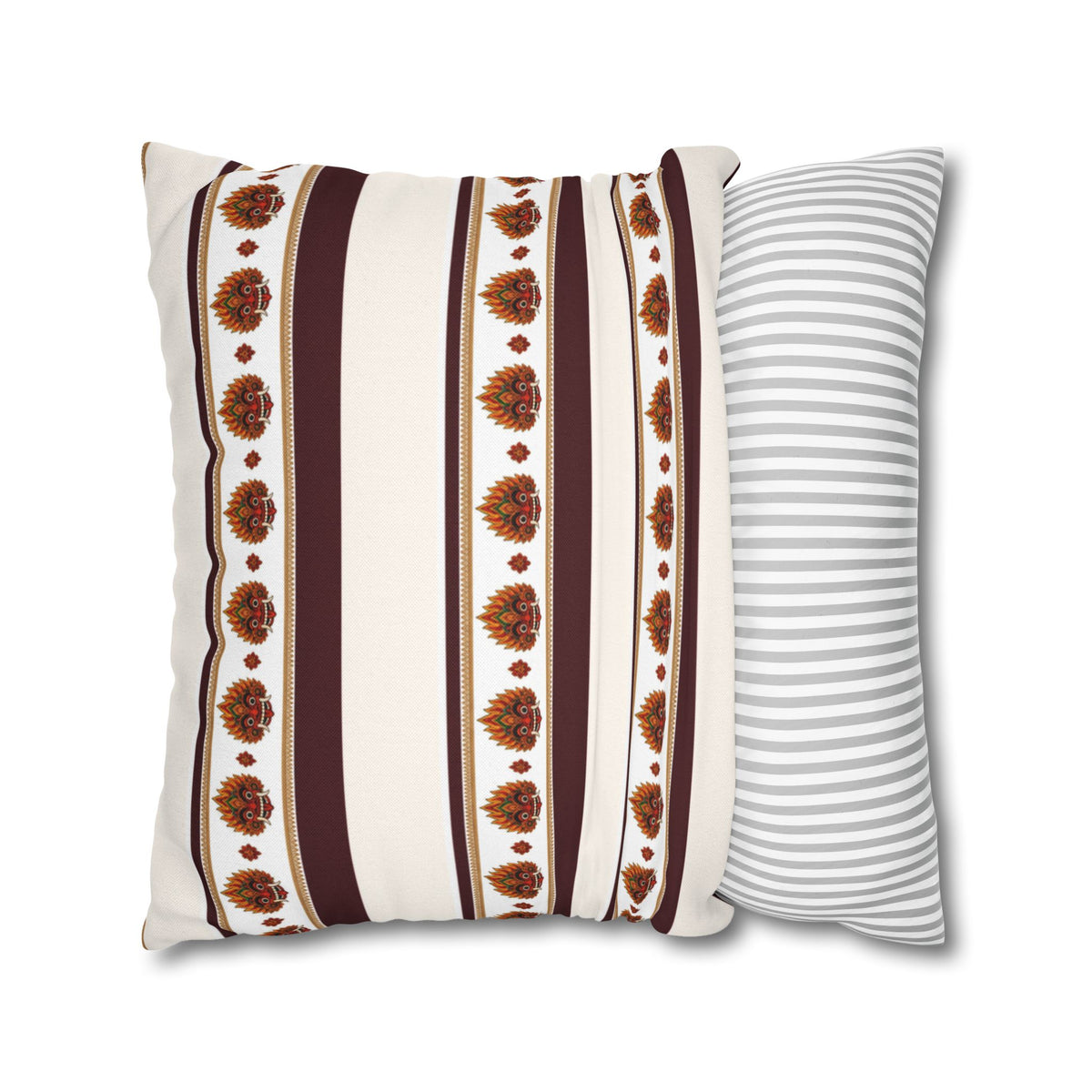 Raksha Stripe Cushion Cover Sri Lankan Devil Dance Repeat Pattern Throw Pillow