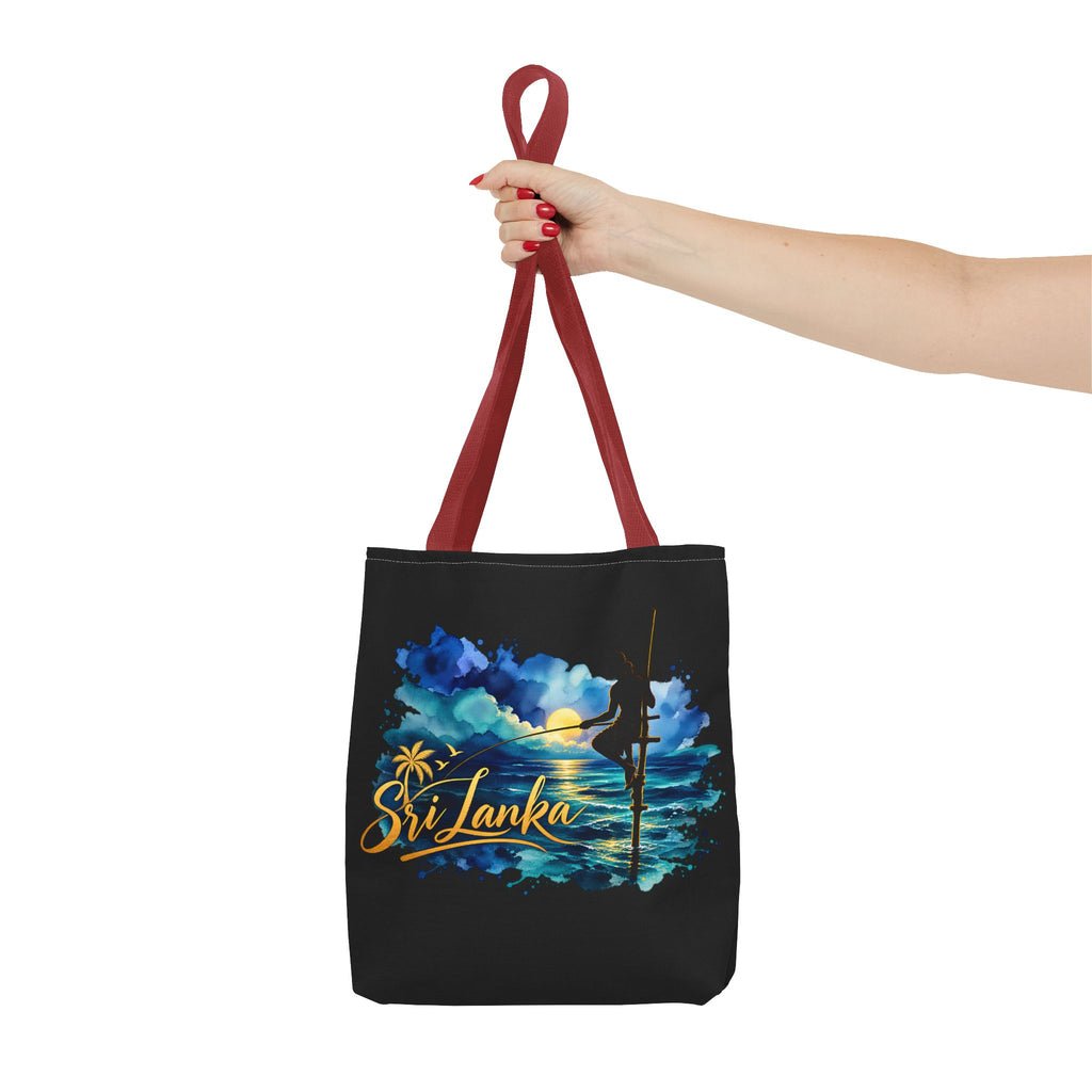 Sri Lanka Stilt Fisherman Tote Bag Island Dusk Beach Bag