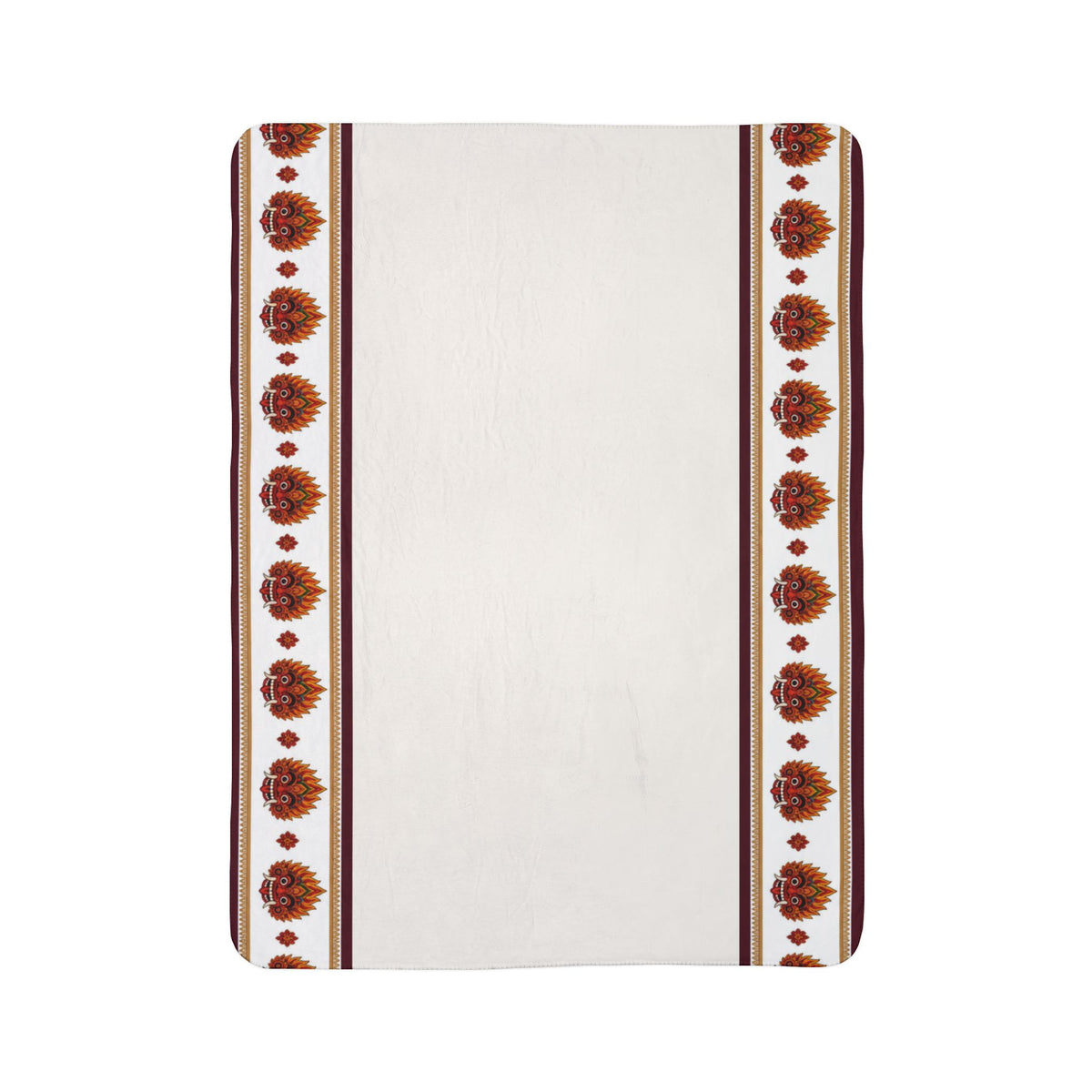 Raksha Mask Border Fleece Blanket Sri Lankan Devil Dance Sherpa Throw | Ceylon Culture Vibes