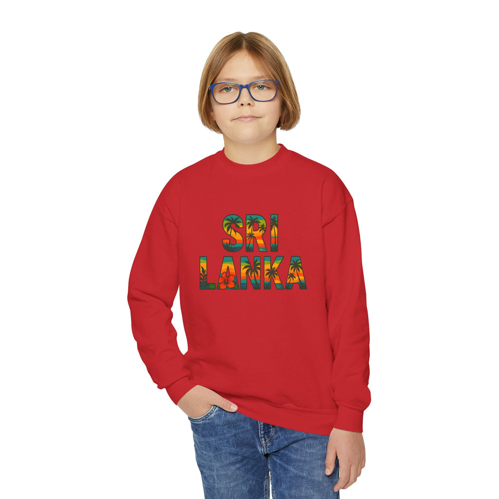 Sri Lanka Kids’ Crewneck Sweatshirt | Tropical Floral Lettering