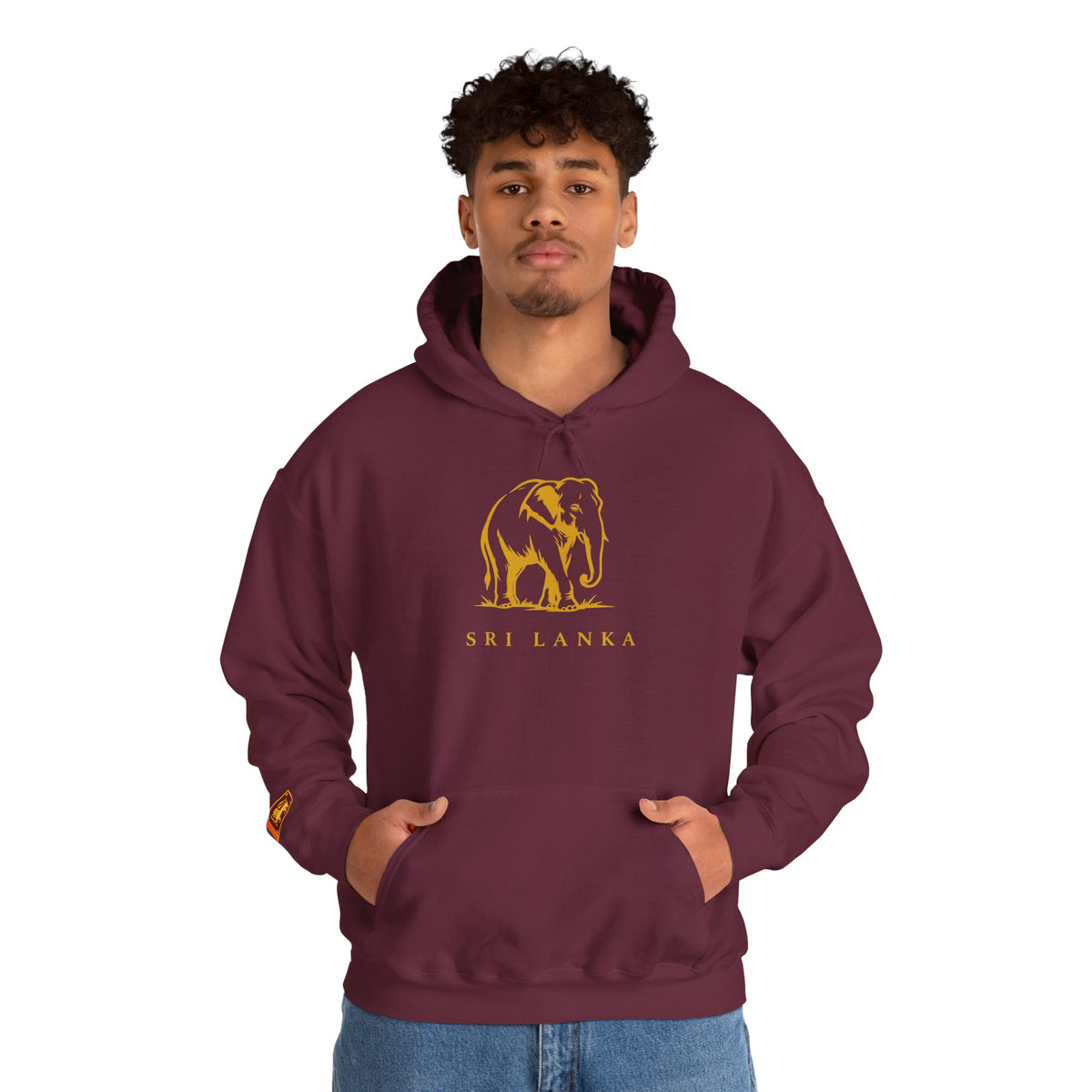 Sri Lanka Elephant Unisex Hoodie Gold Heritage Design