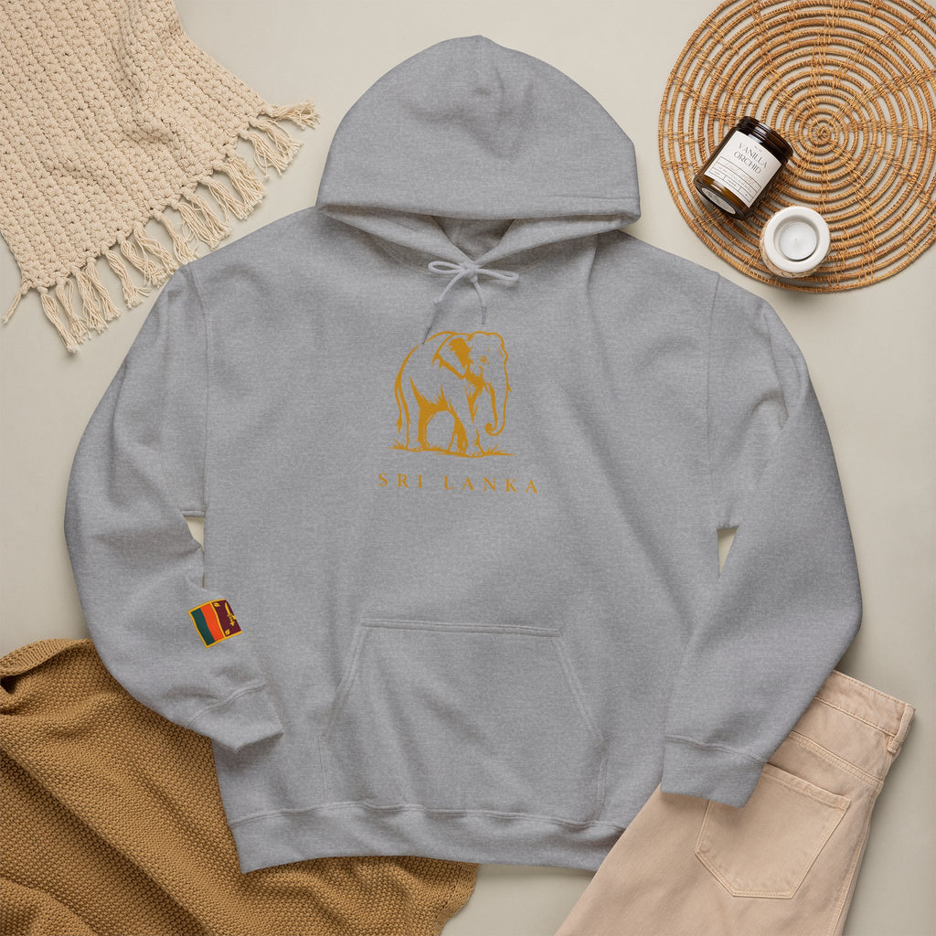 Sri Lanka Elephant Unisex Hoodie Gold Heritage Design