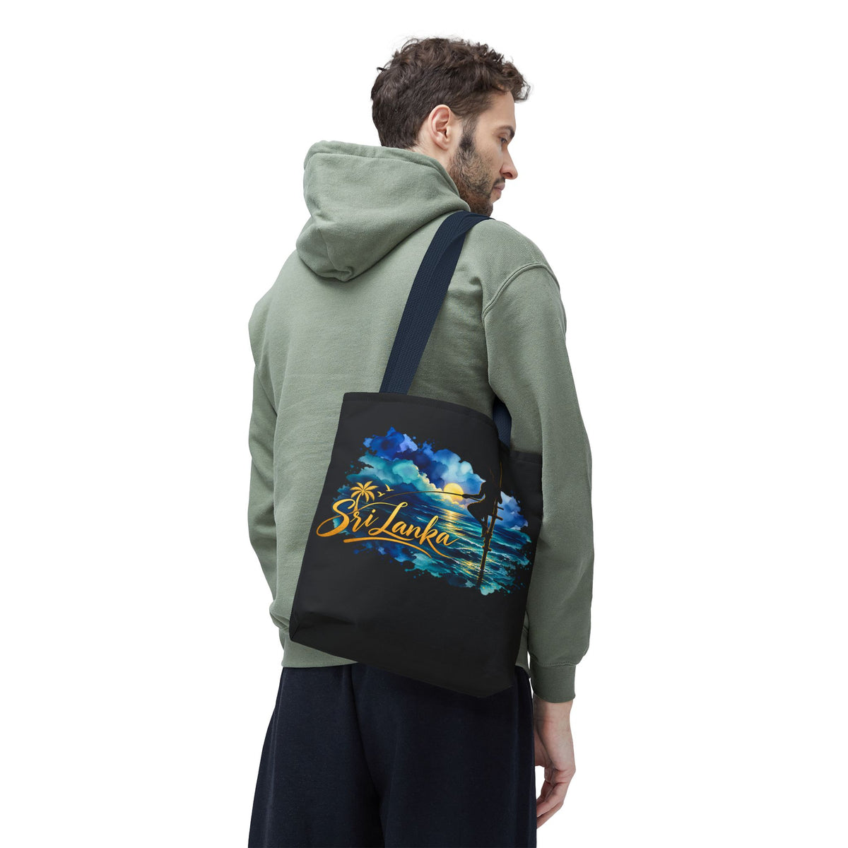 Sri Lanka Stilt Fisherman Tote Bag Island Dusk Beach Bag