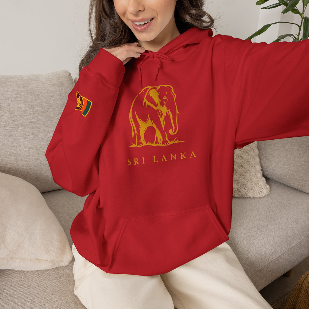 Sri Lanka Elephant Unisex Hoodie Gold Heritage Design