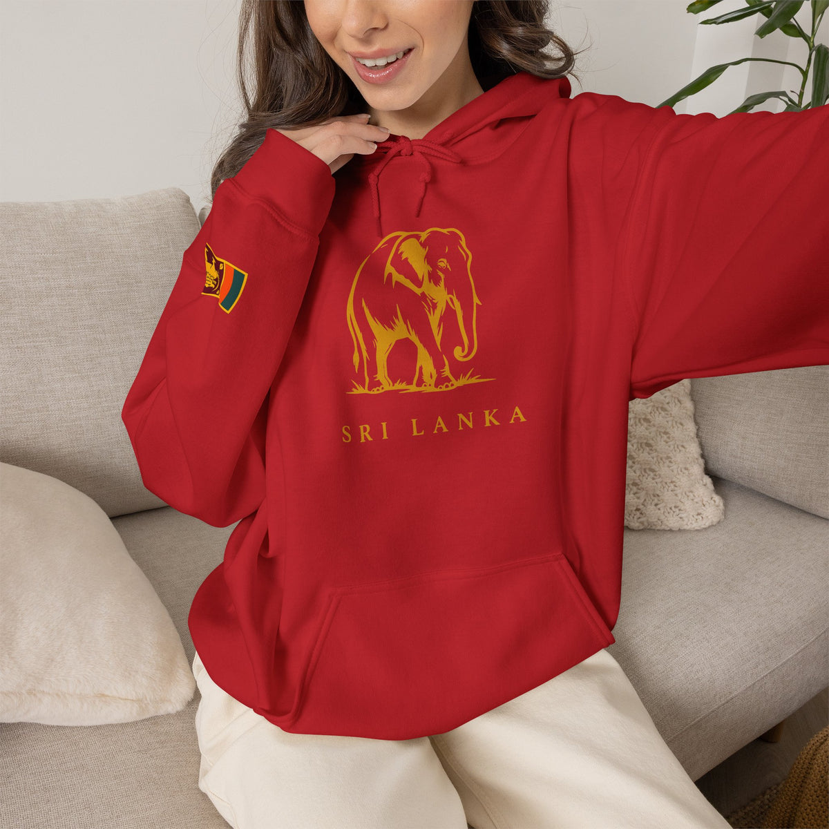 Sri Lanka Elephant Unisex Hoodie Gold Heritage Design