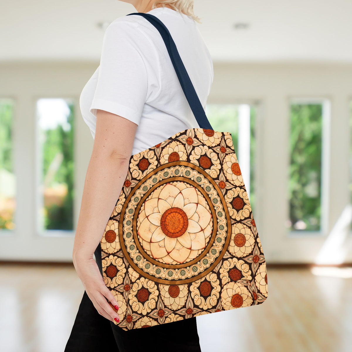 Sri Lankan Floral Mandala Tote Bag Cream & Terracotta
