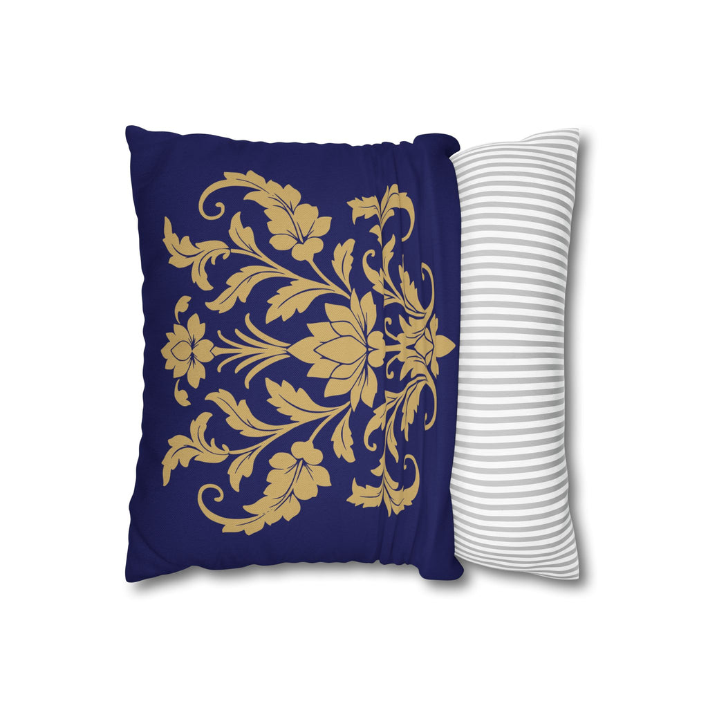 Kandyan Heritage Cushion Cover – Navy & Gold Floral Pillowcase