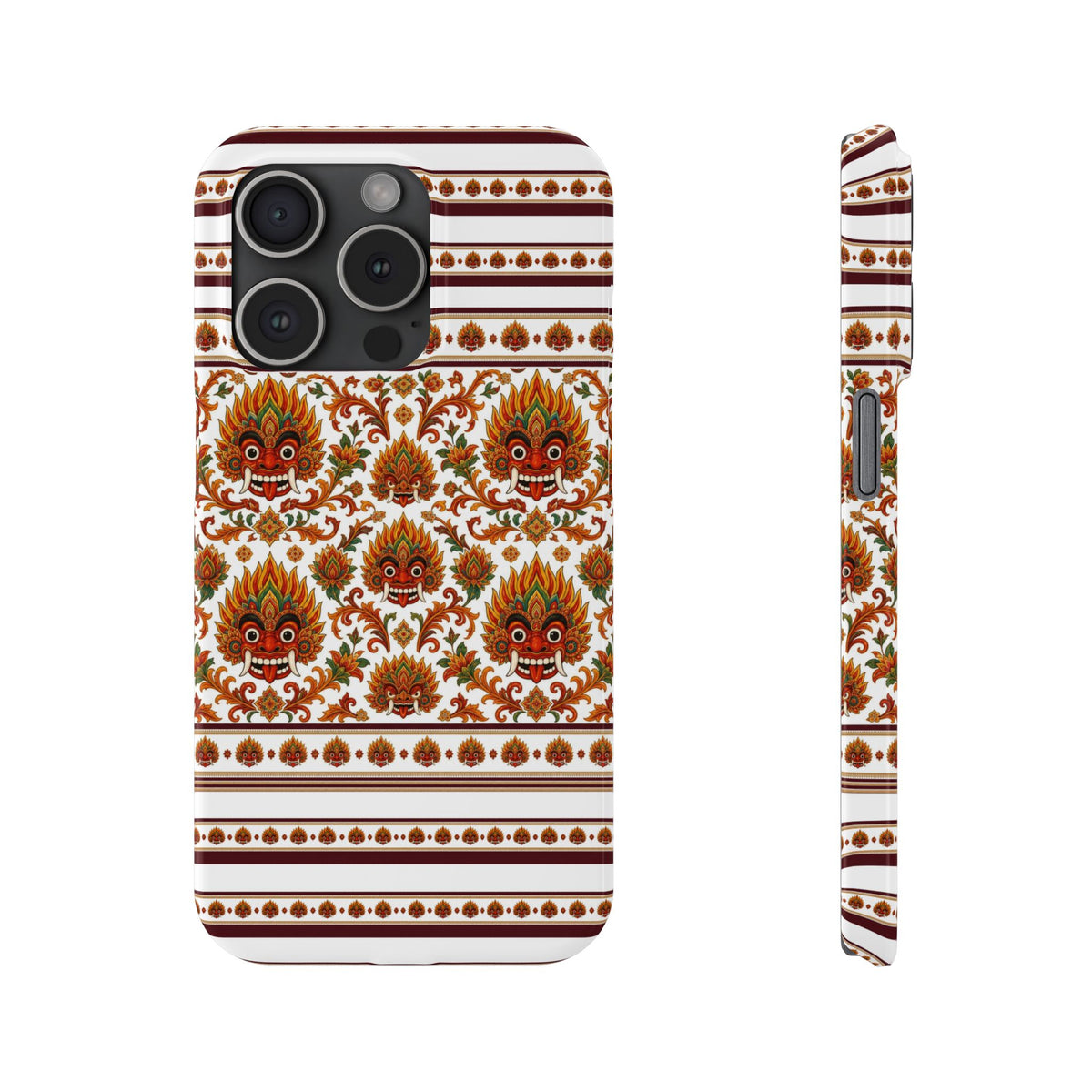 Sri Lankan Gift Slim Phone Case Raksha Floral Folk Mask Pattern