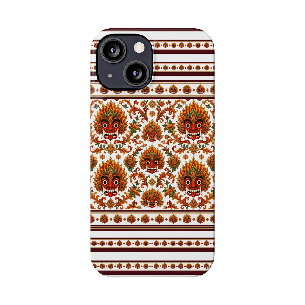 Sri Lankan Gift Slim Phone Case Raksha Floral Folk Mask Pattern