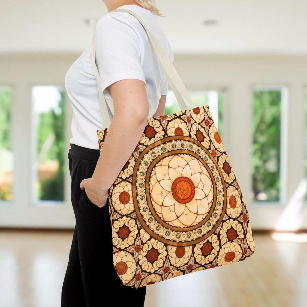 Sri Lankan Floral Mandala Tote Bag Cream & Terracotta