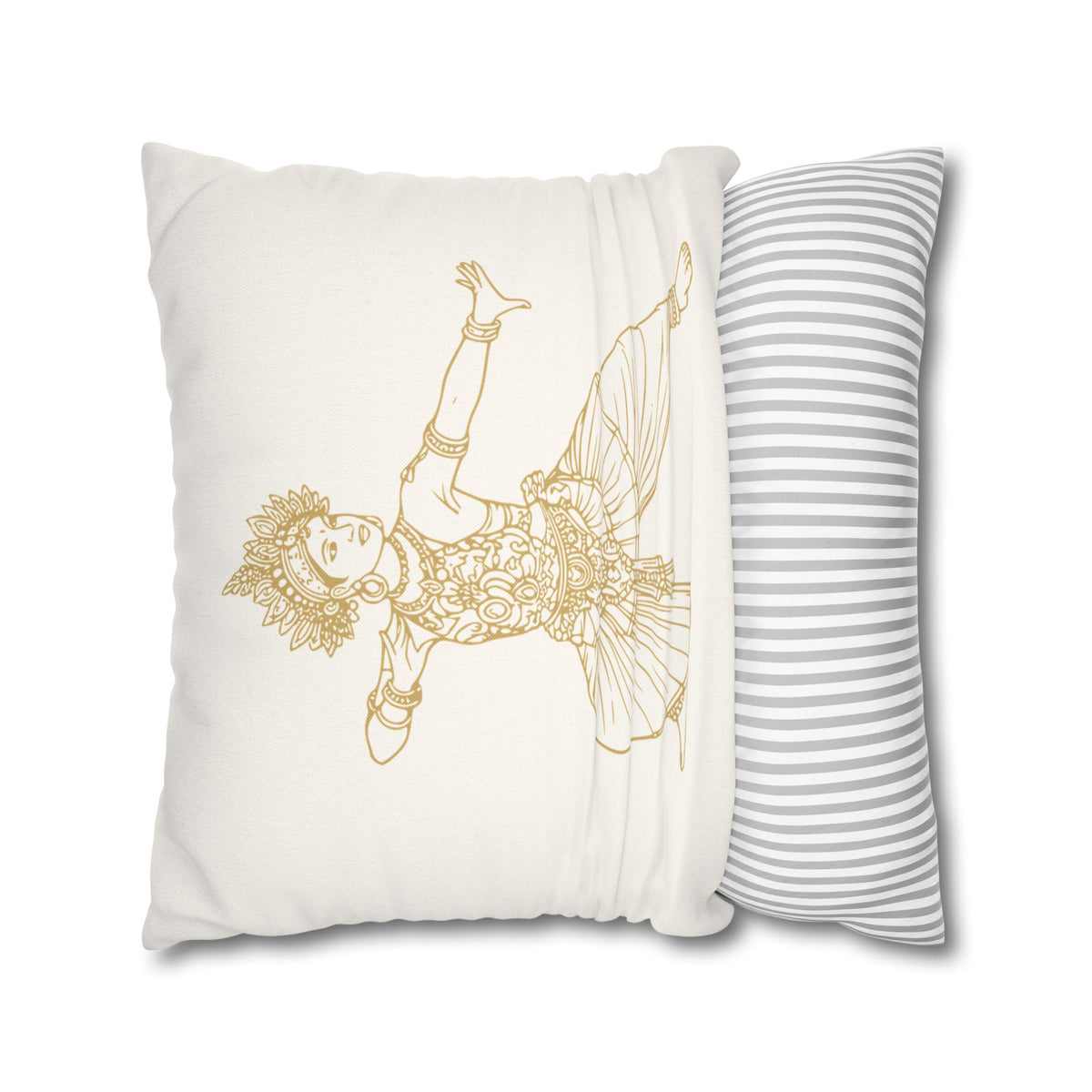 Sri Lankan Dancer Cushion Cover Gold Line Art Pillowcase