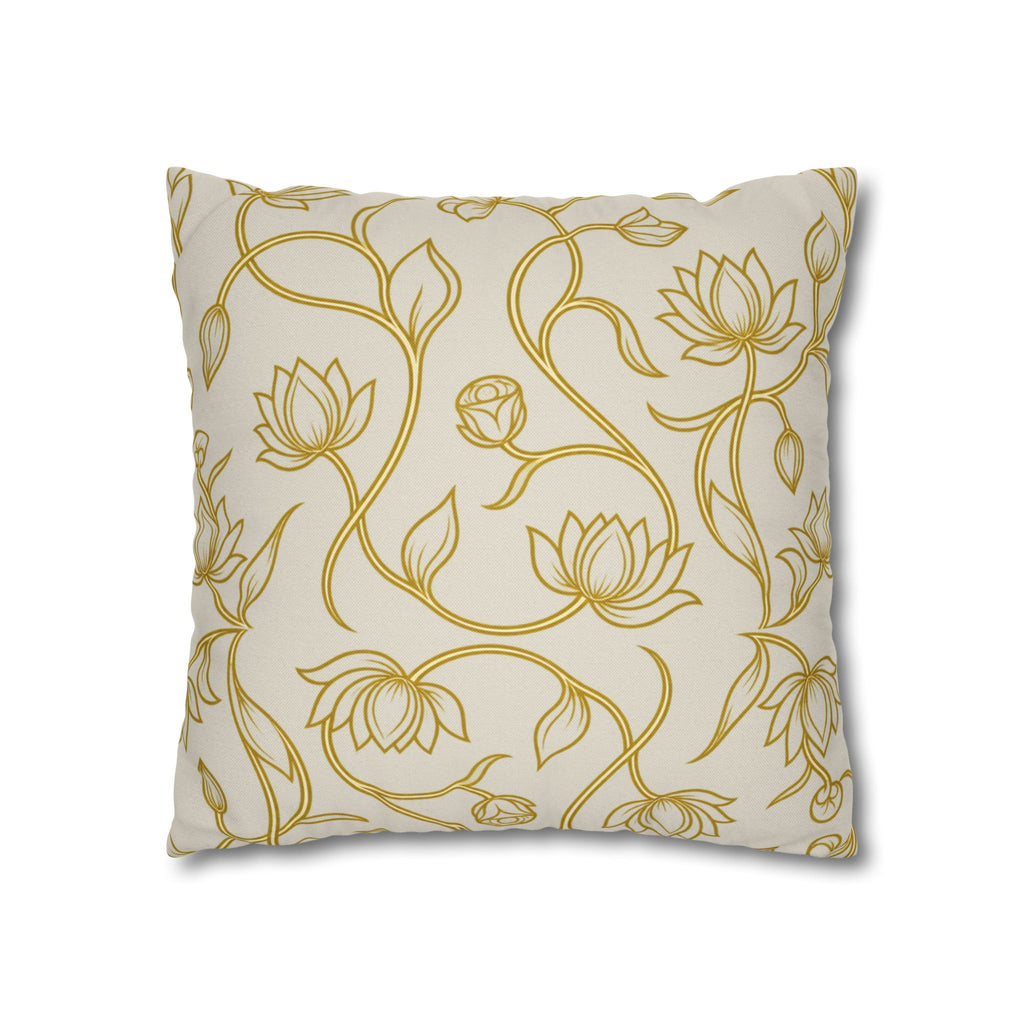 Ceylon Lotus Cushion Cover Sri Lankan Temple Flower Gold Botanical Pillow Case
