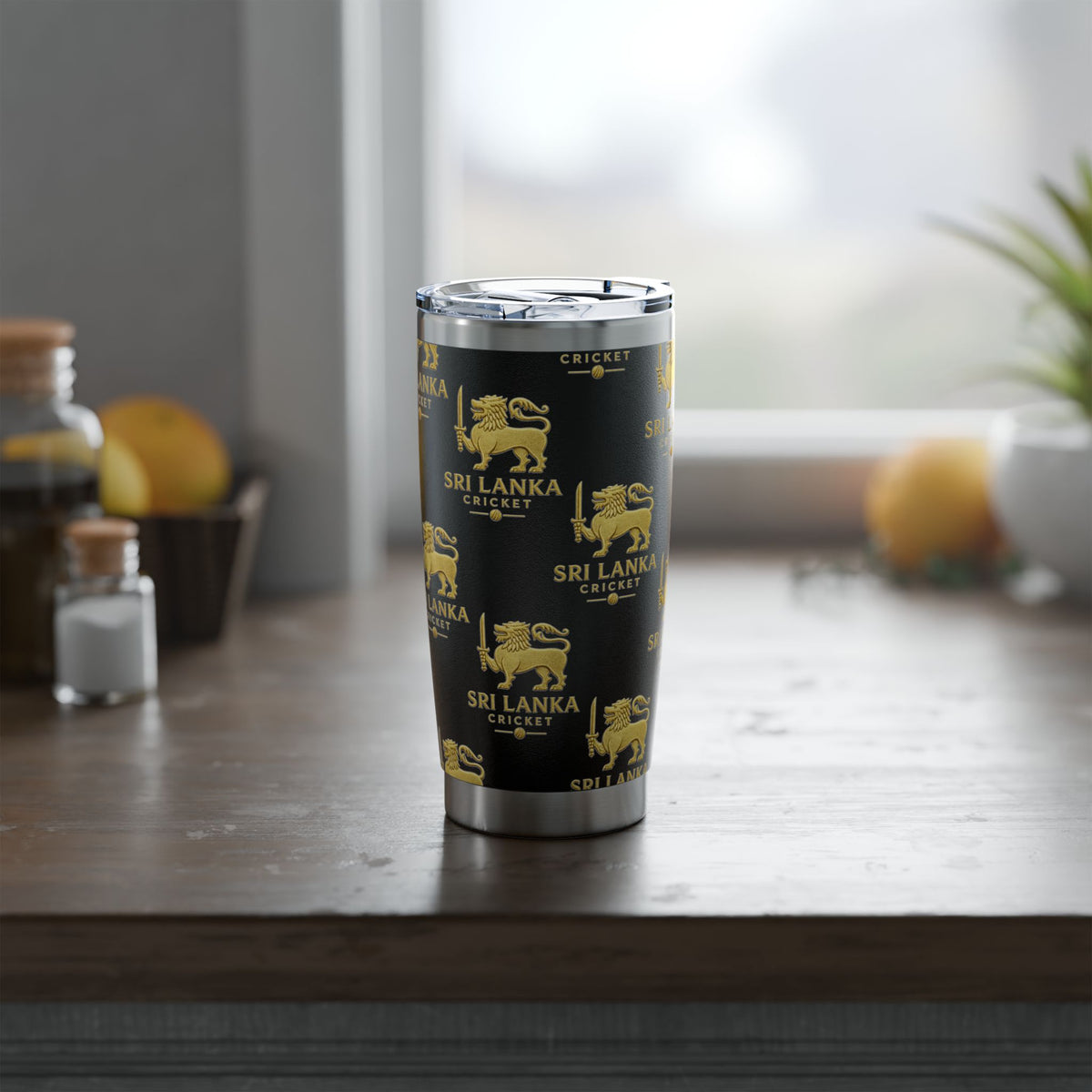 Sri Lanka Cricket Gift | Lion Crest 20 oz Travel Tumbler