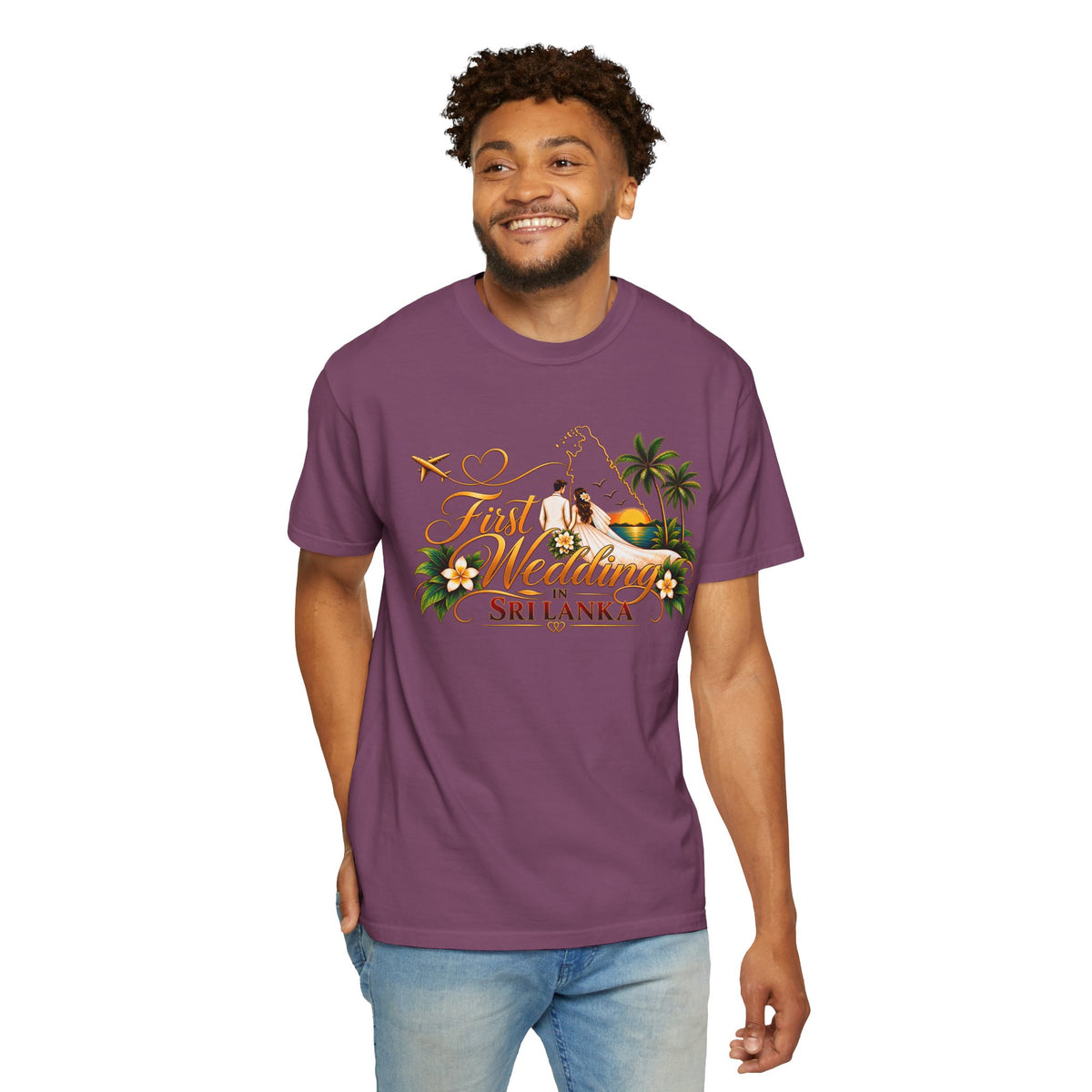 Sri Lanka Destination Wedding T-Shirt — "First Wedding Sri Lanka" Couple Tee (Roshini & Rohan 2026)