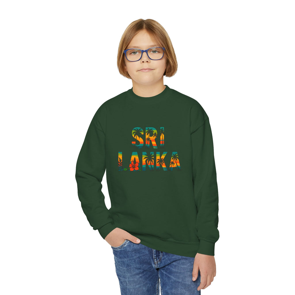 Sri Lanka Kids’ Crewneck Sweatshirt | Tropical Floral Lettering
