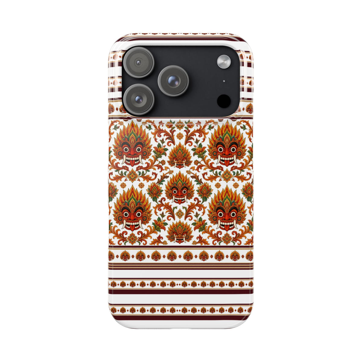 Sri Lankan Gift Slim Phone Case Raksha Floral Folk Mask Pattern