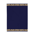 Navy & Gold Floral Border Velveteen Plush Blanket