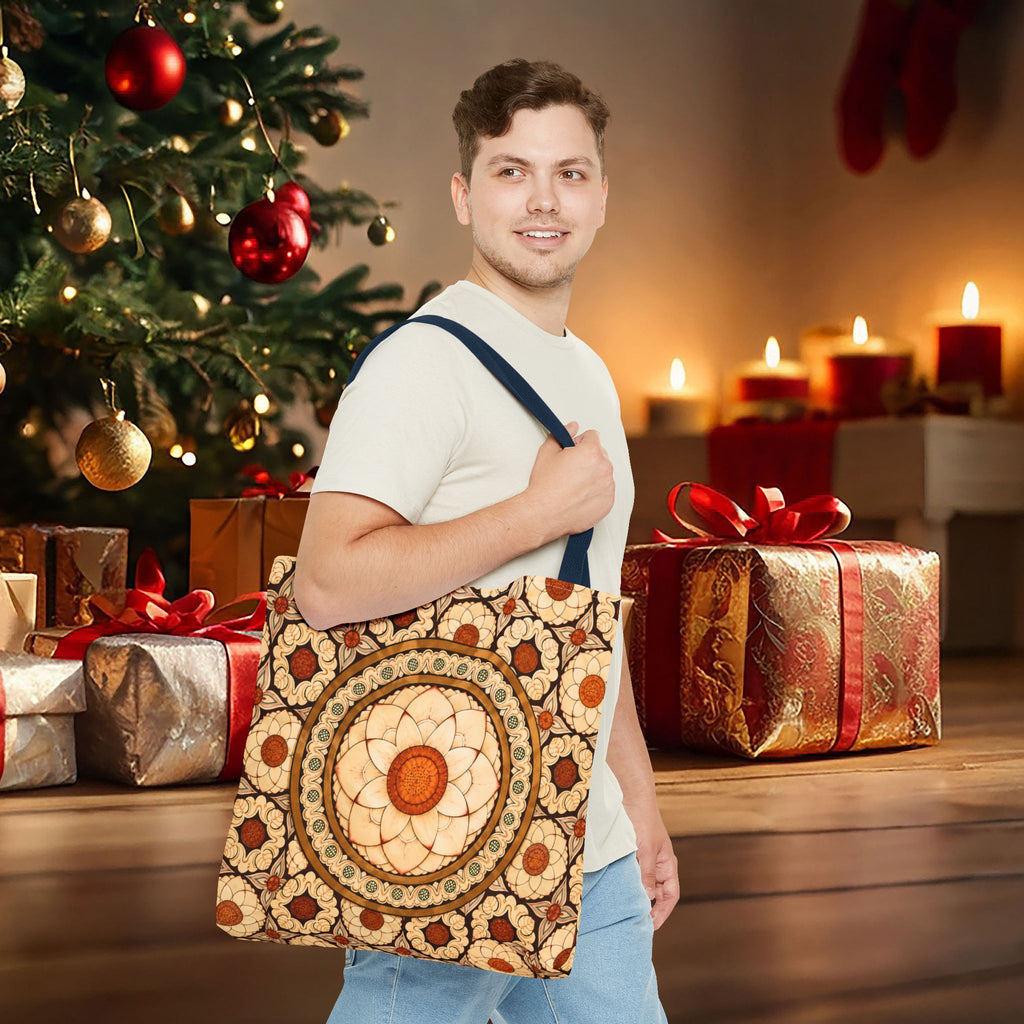 Sri Lankan Floral Mandala Tote Bag Cream & Terracotta