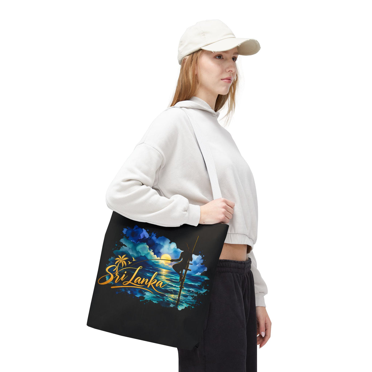 Sri Lanka Stilt Fisherman Tote Bag Island Dusk Beach Bag