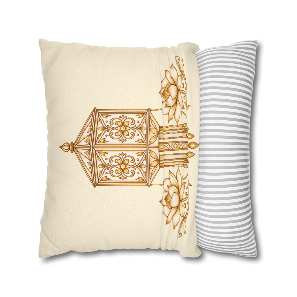 Lotus & Lantern Cushion Cover – Sri Lankan Gift Pillowcase