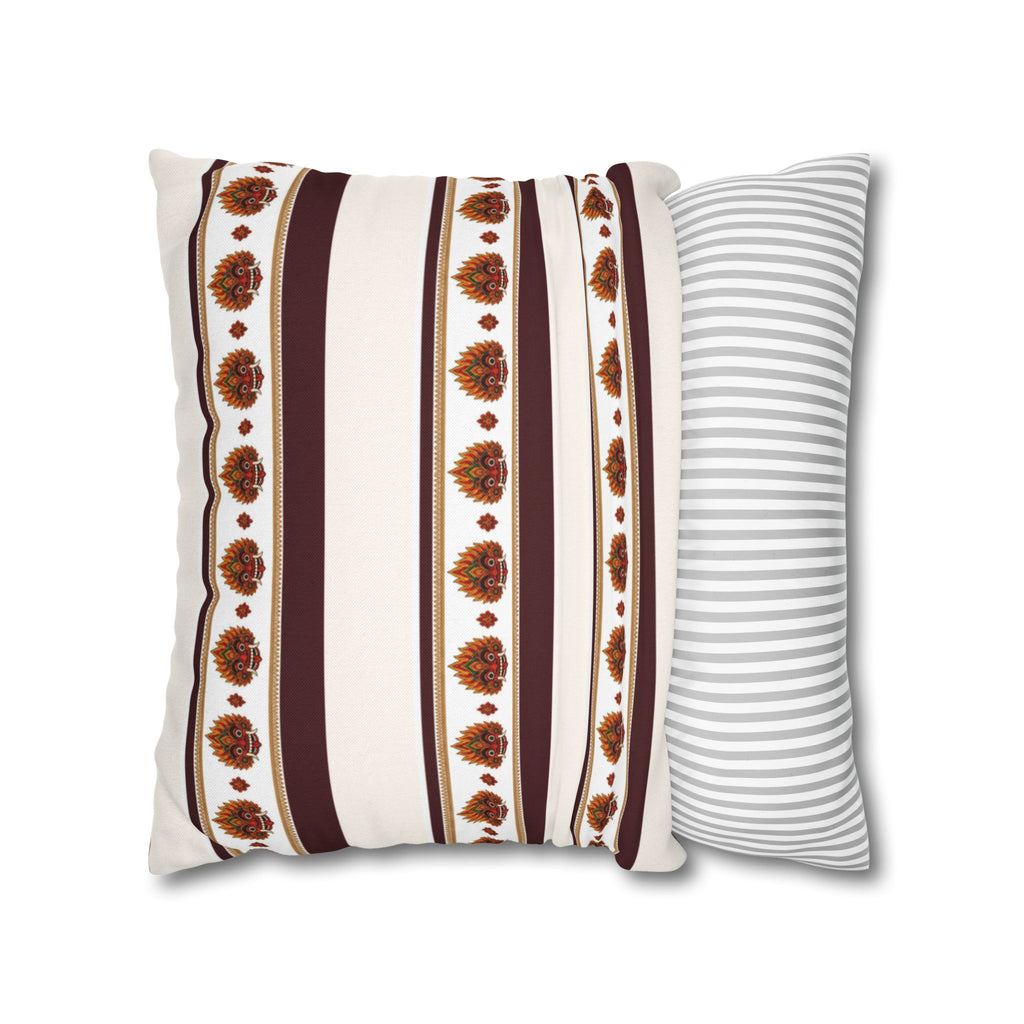 Raksha Stripe Cushion Cover Sri Lankan Devil Dance Repeat Pattern Throw Pillow