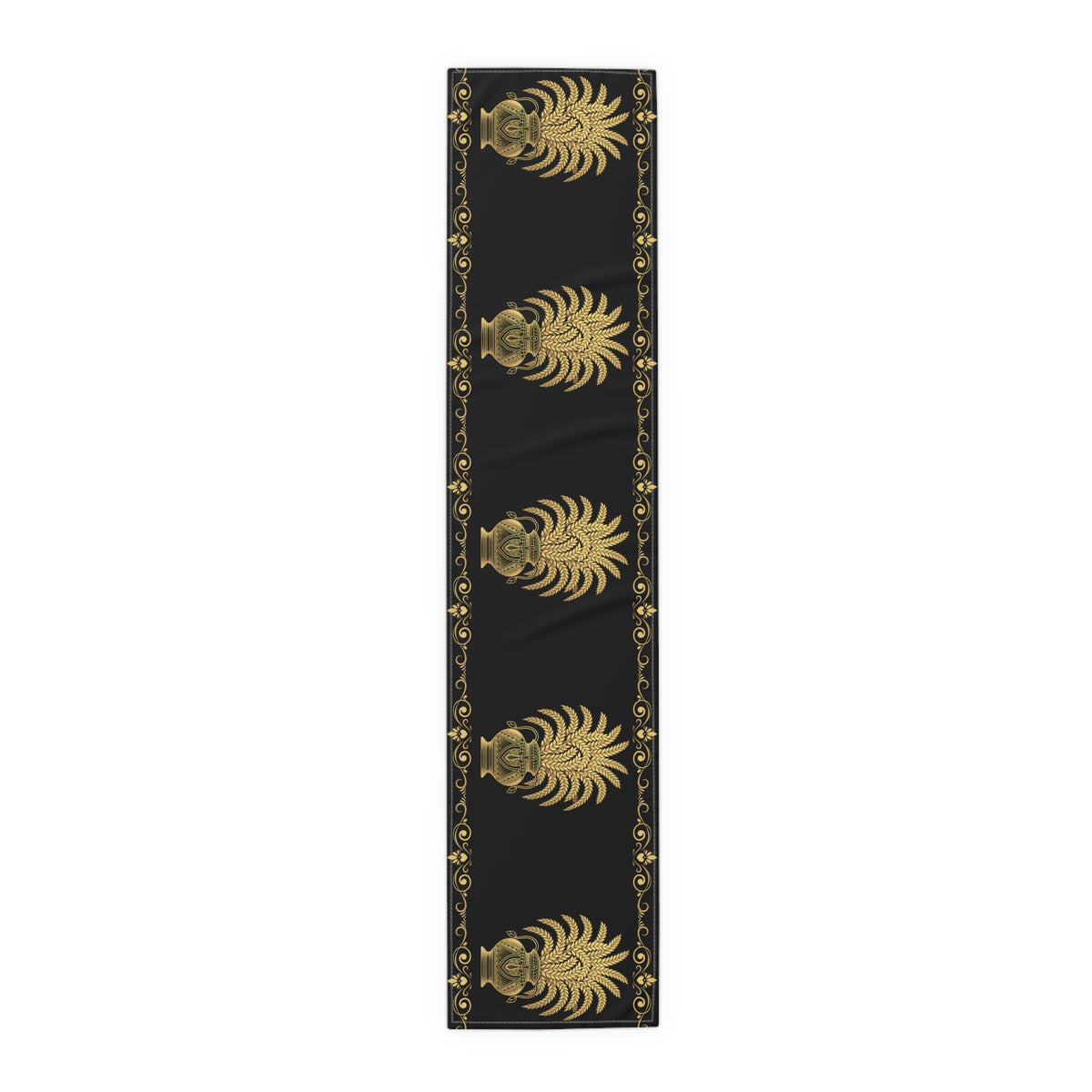 Punkalasa Table Runner Sri Lankan Gold Blessing Black Baroque Dining Table Linen