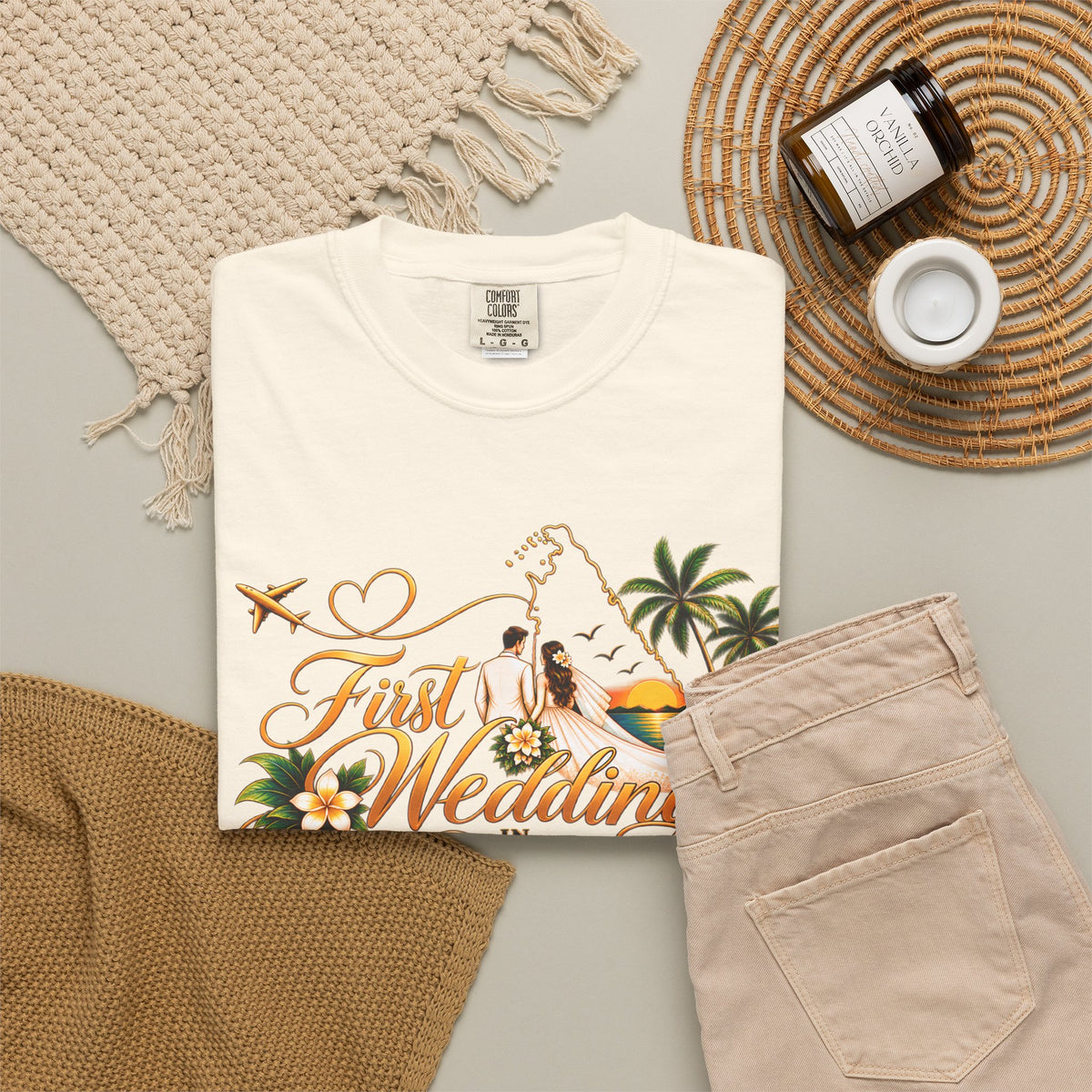 Sri Lanka Destination Wedding T-Shirt — "First Wedding Sri Lanka" Couple Tee (Roshini & Rohan 2026)