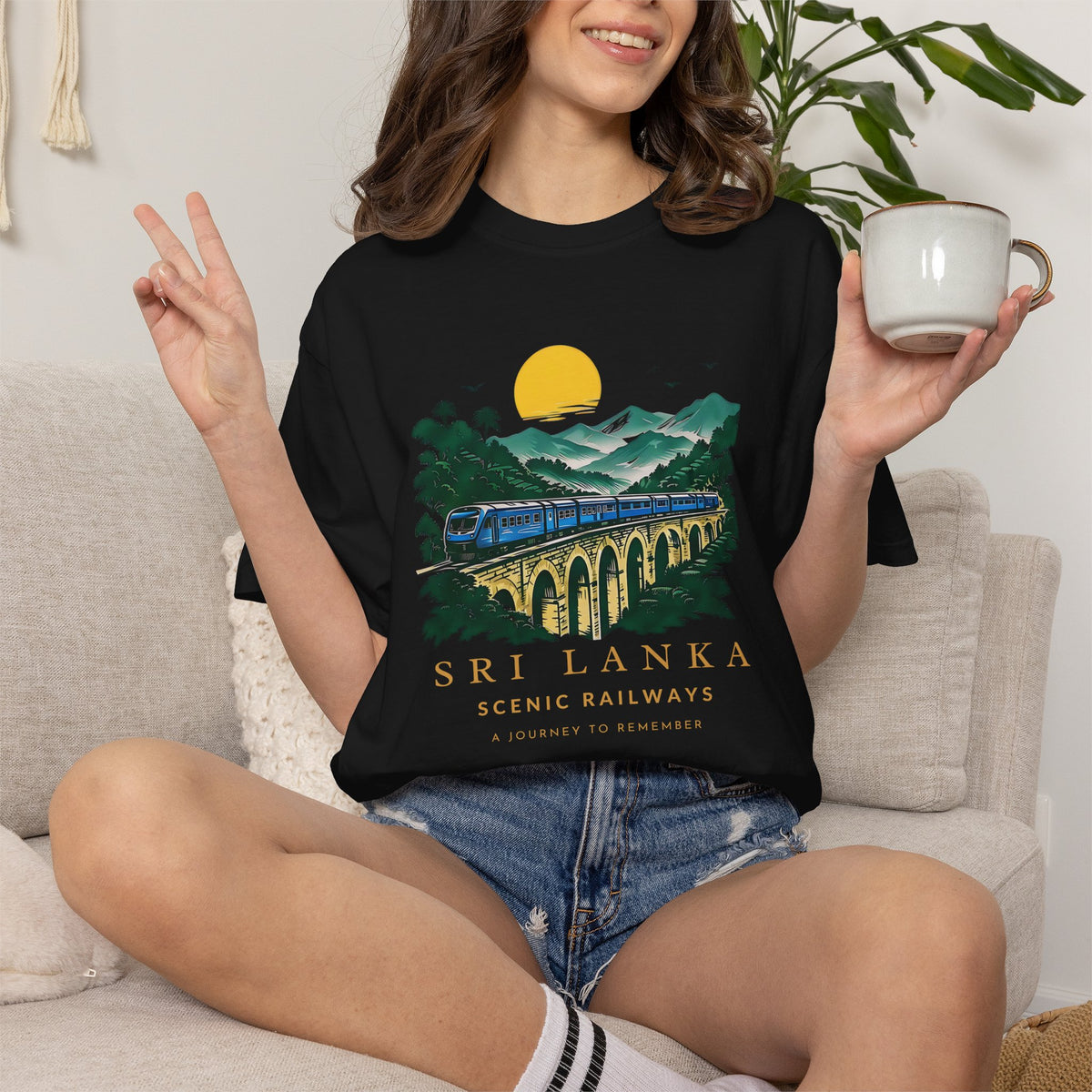 Sri Lanka Nine Arch Bridge Unisex T-Shirt Vintage Railway Tee