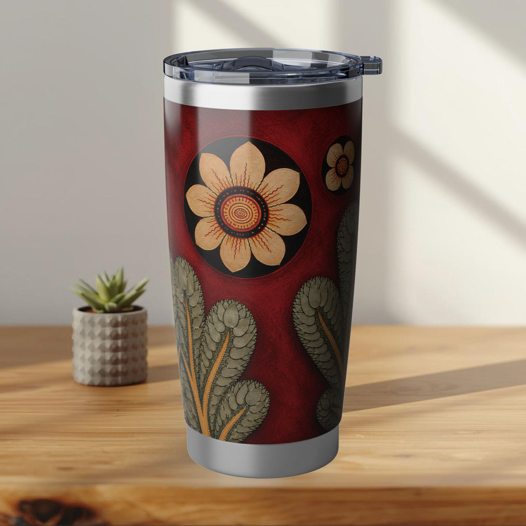Sri Lanka Culture Floral Design Tumbler | 20oz Stainless Steel Travel Mug