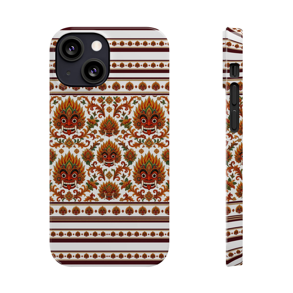 Sri Lankan Gift Slim Phone Case Raksha Floral Folk Mask Pattern
