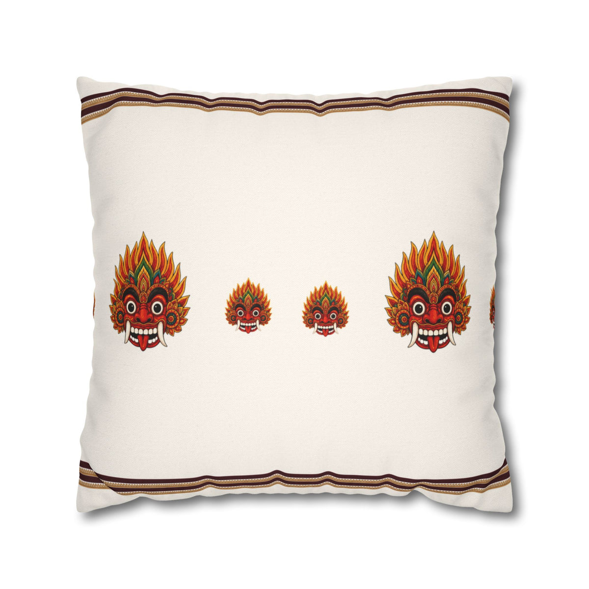 Raksha Mask Cushion Cover Sri Lankan Devil Dance Decorative Throw Pillow