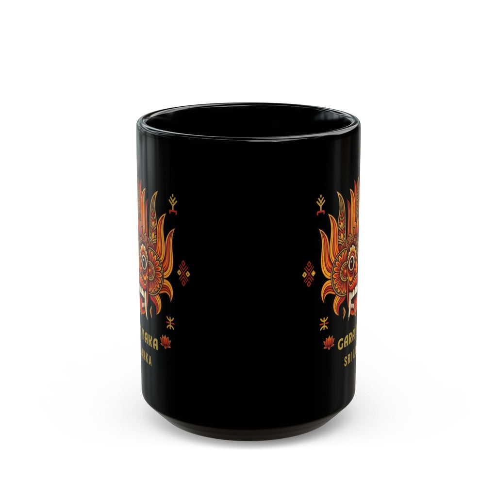 Gara Yaka Black Coffee Mug Sri Lankan Demon Mask Raksha Folk Art Ceramic Cup