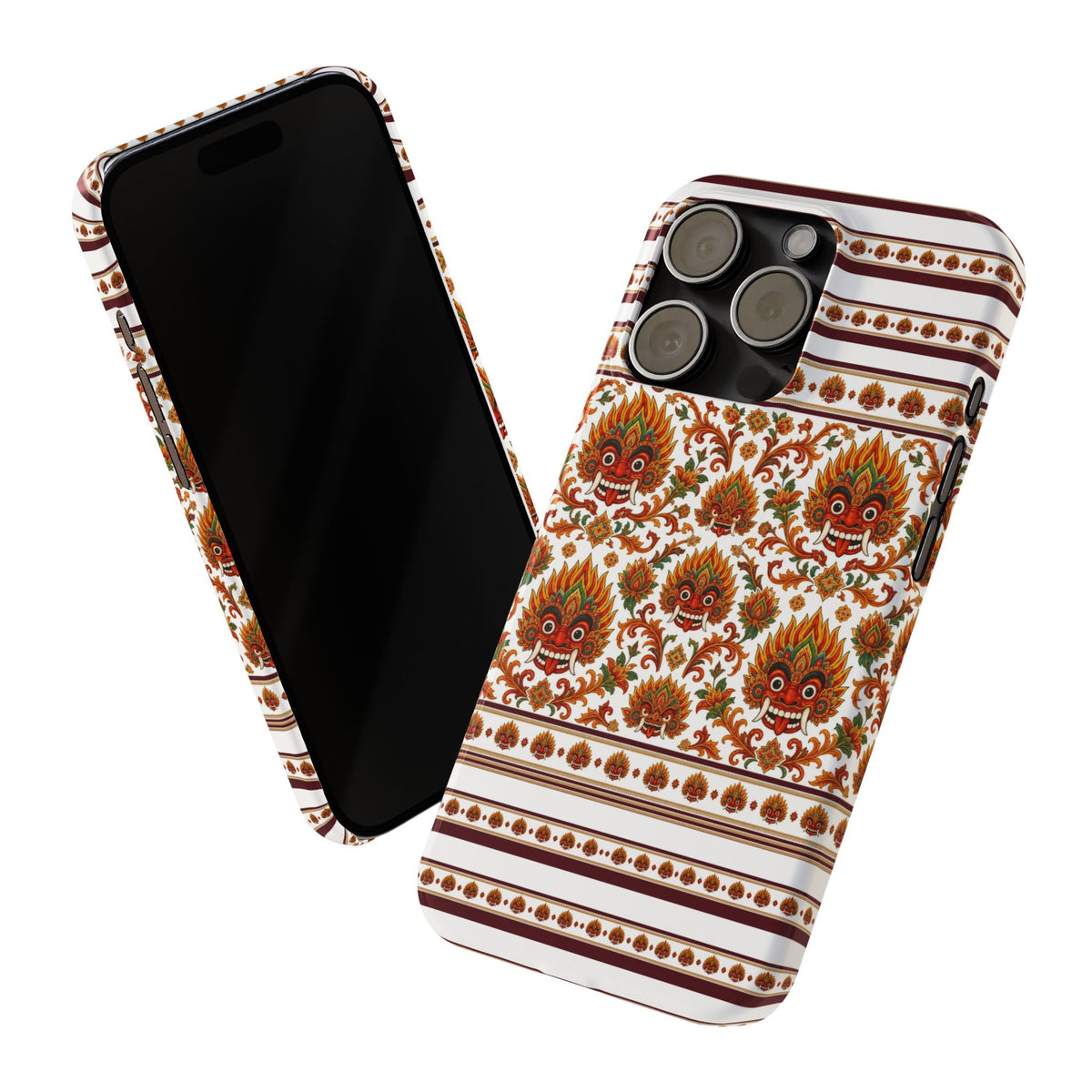Sri Lankan Gift Slim Phone Case Raksha Floral Folk Mask Pattern