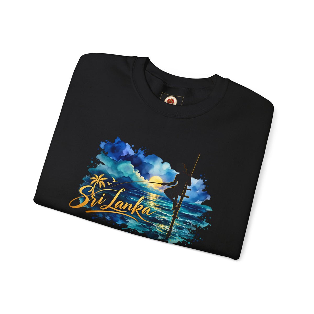Sri Lanka Surf Crewneck Sweatshirt - Watercolor Stilt Fisherman Graphic
