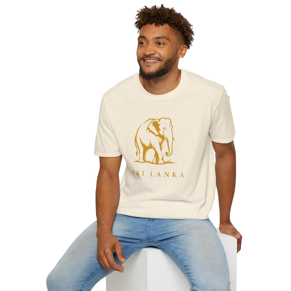 Sri Lanka Elephant Unisex T-Shirt Minimal Ochre Graphic Tee