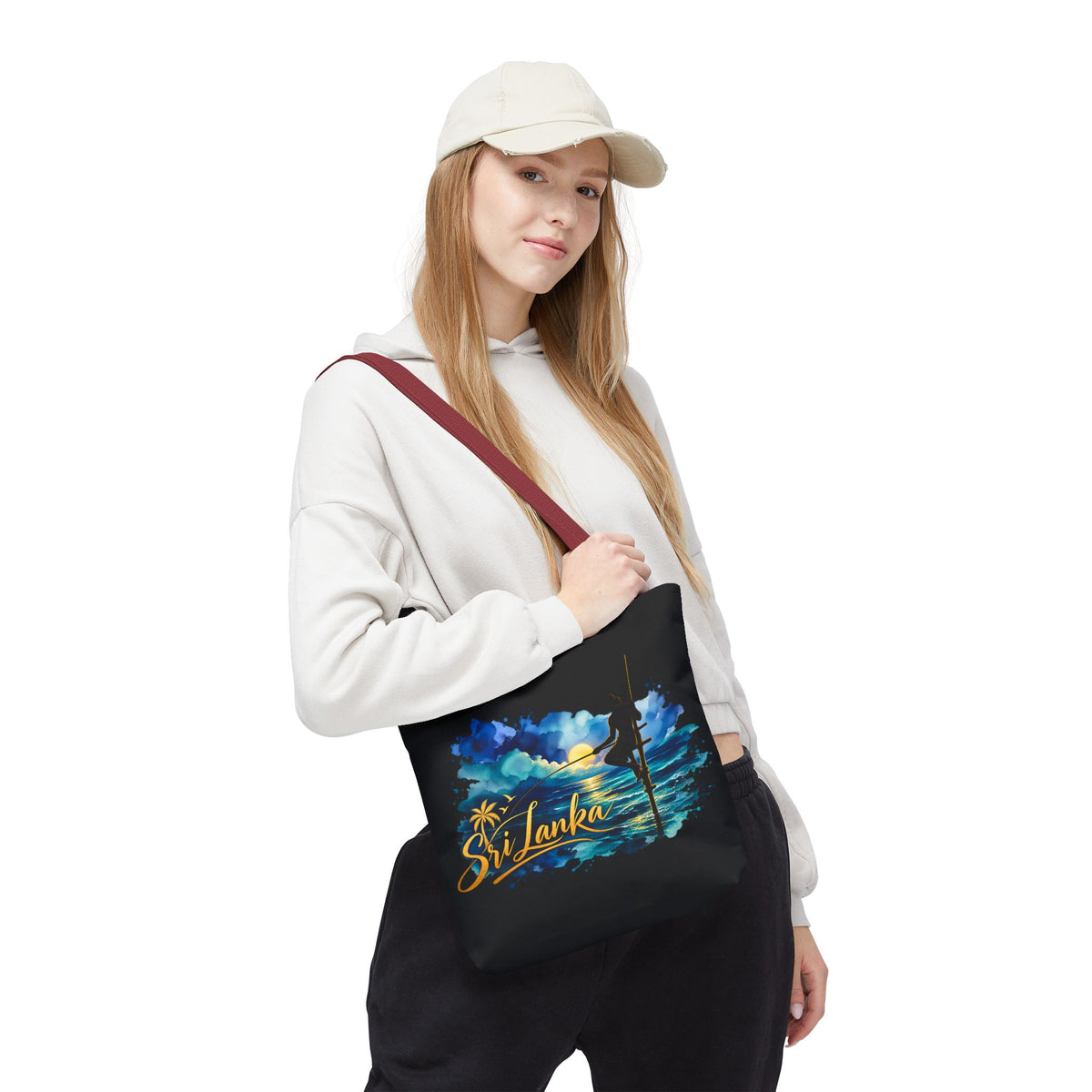 Sri Lanka Stilt Fisherman Tote Bag Island Dusk Beach Bag