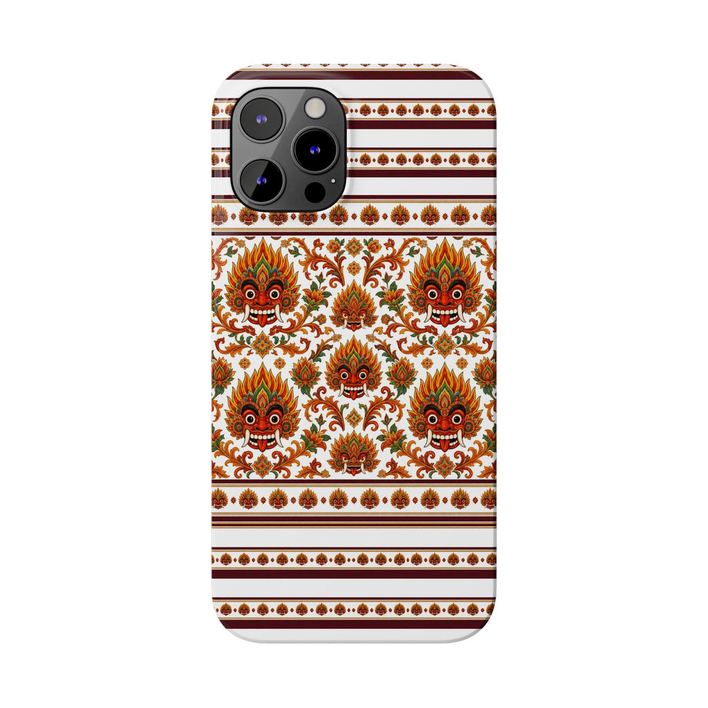 Sri Lankan Gift Slim Phone Case Raksha Floral Folk Mask Pattern