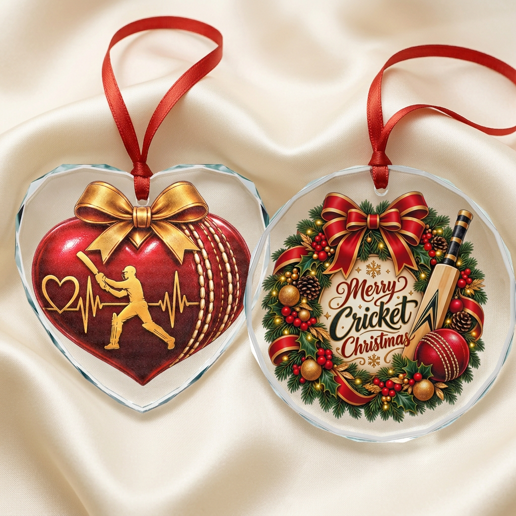 Merry Cricket Christmas Glass Ornament | Cricket Fan Gift
