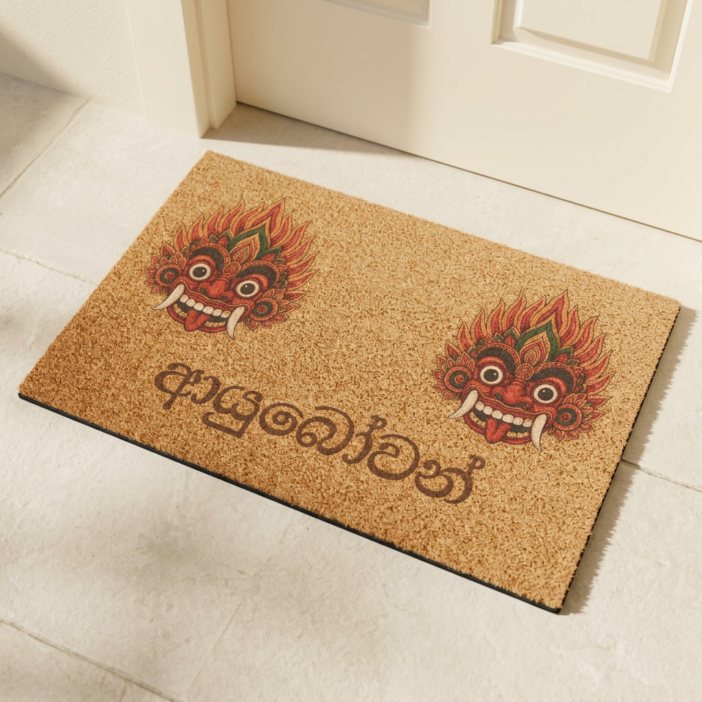 Ayubowan Coir Doormat | Sri Lankan Raksha Mask Welcome Mat