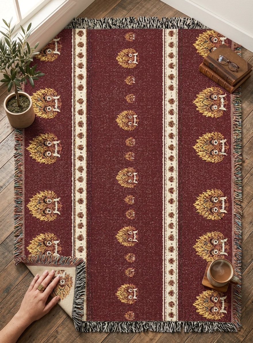 Sri Lankan Gift Woven Blanket Raksha Mask Design